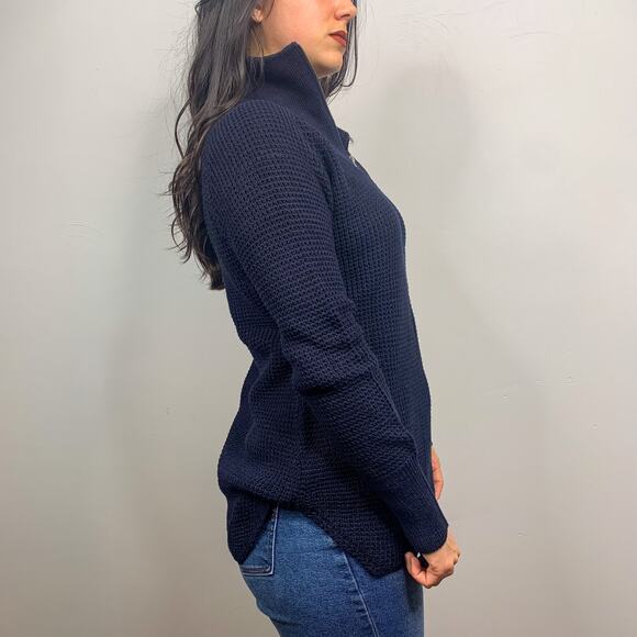 RDI Navy Blue Quarter Zip Tight Knit Sweater - Picture 5 of 9